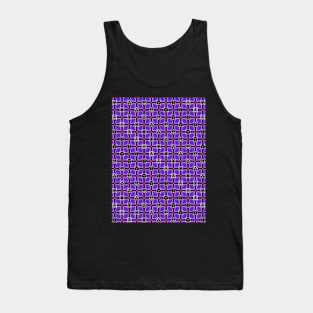 1970s Retro Inspired Polyhedral Dice Set and Leaf Seamless Pattern - Purple Tank Top